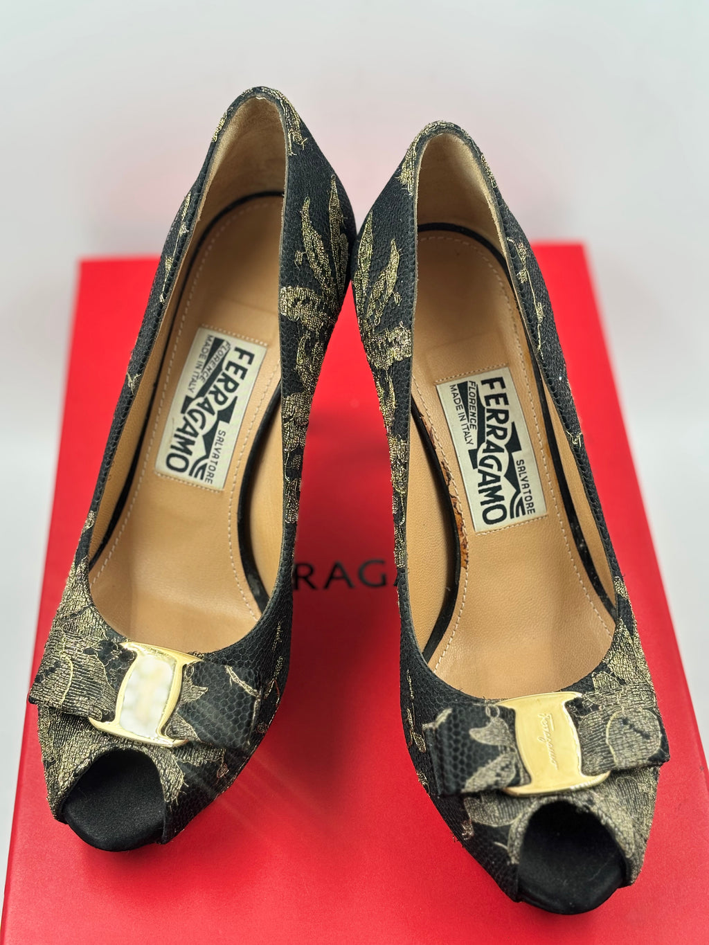 Salvatore Ferragamo Talia peep-toe pumps