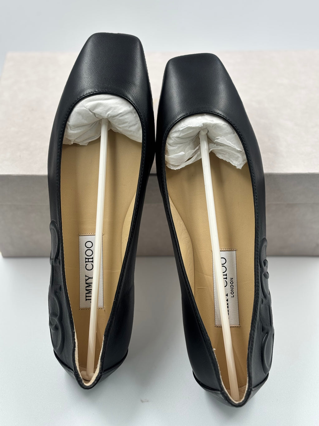 Jimmy Choo Black Leather Gwenevere Ballet Flats