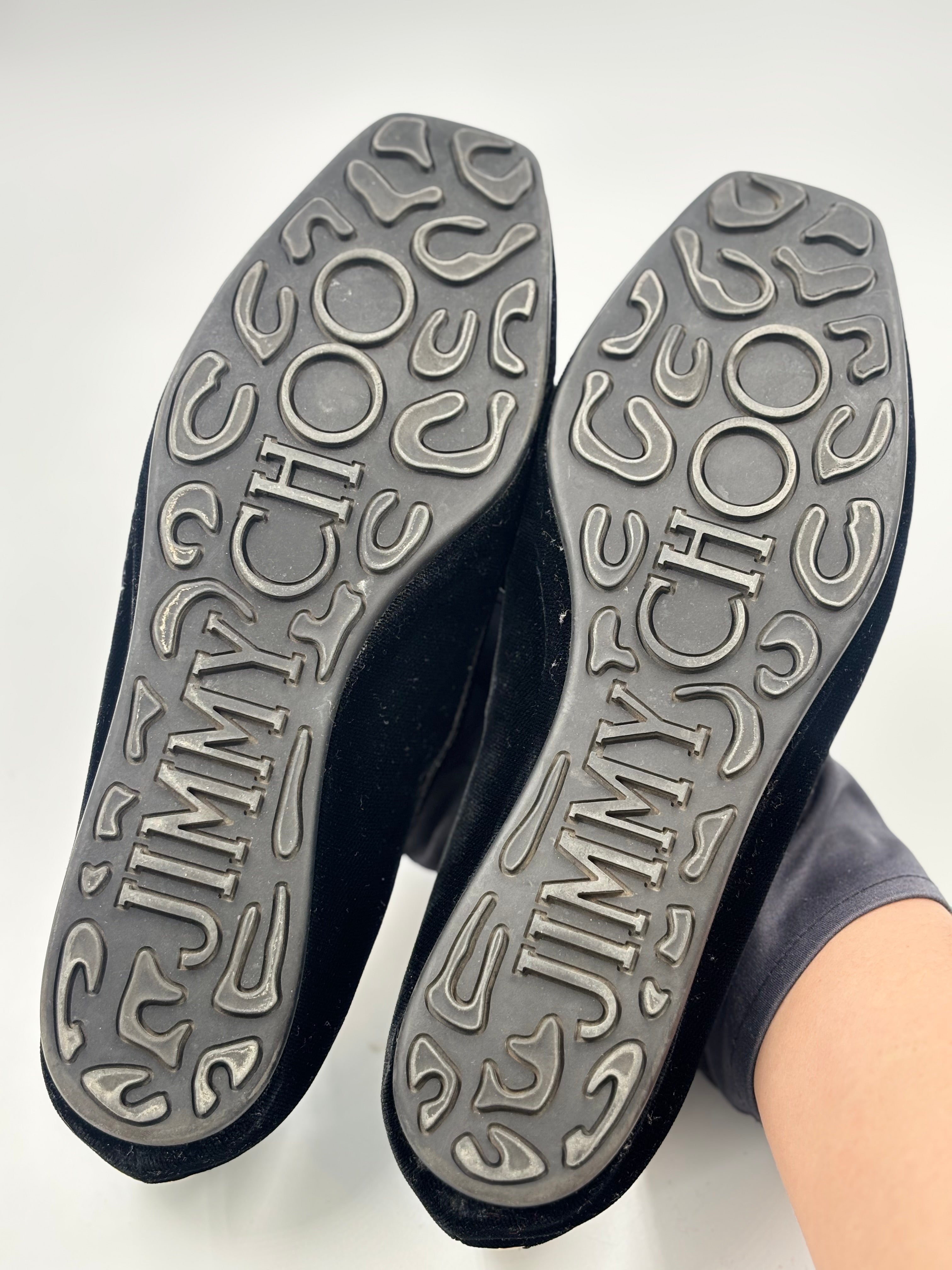 Jimmy Choo Black Velvet Mary Jane Flats
