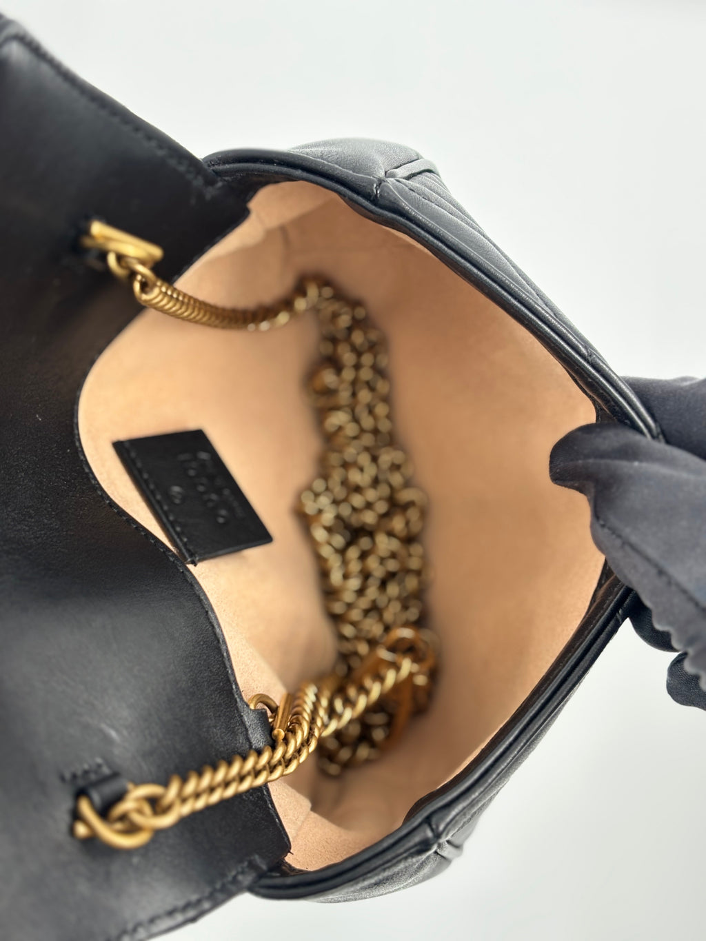 Gucci Black Quilted Leather GG Marmont Matelasse Super Mini Bag