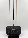 Gucci Black Quilted Leather GG Marmont Matelasse Super Mini Bag