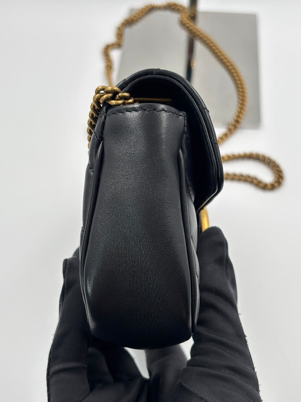 Gucci Black Quilted Leather GG Marmont Matelasse Super Mini Bag
