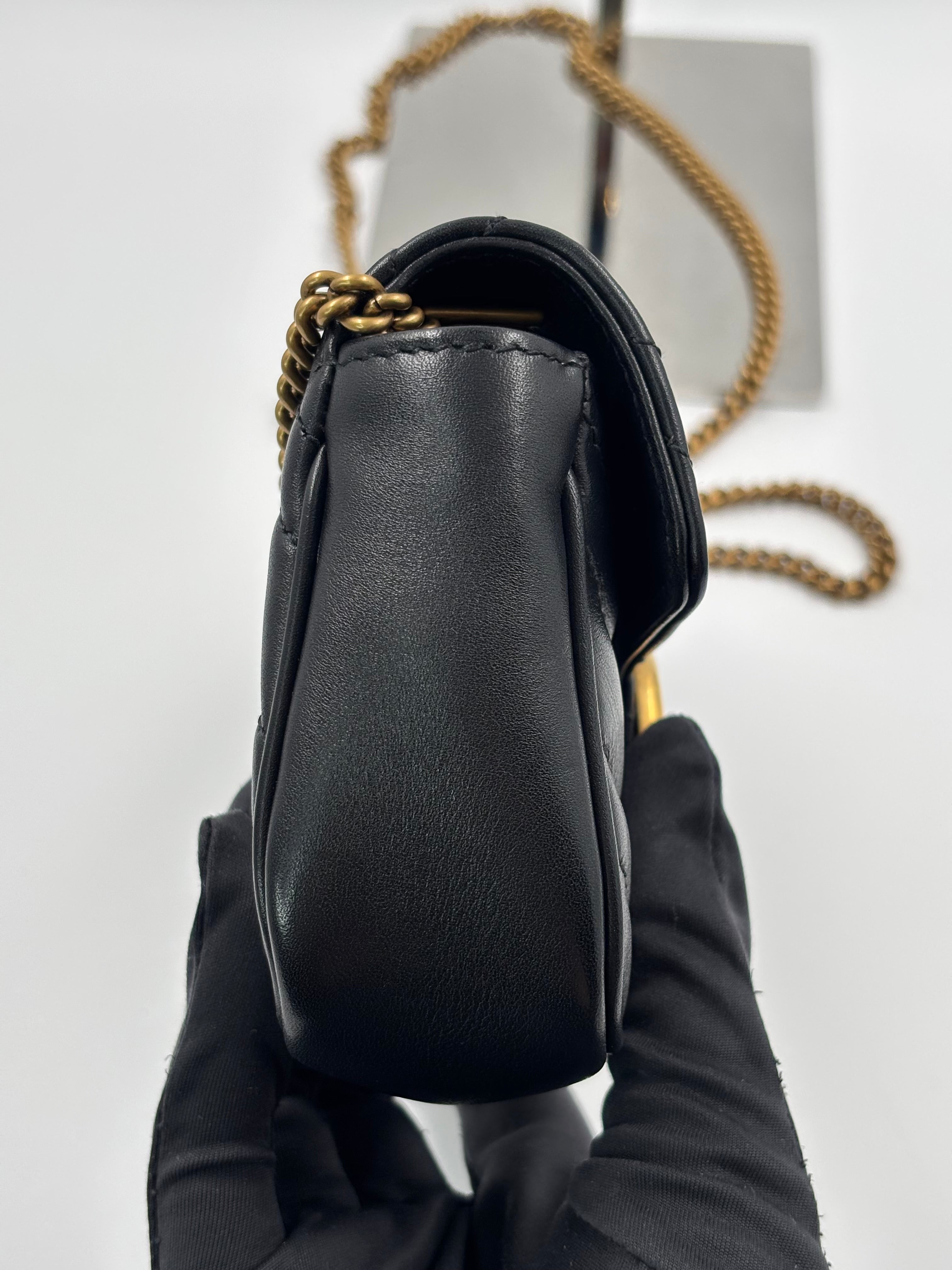 Gucci Black Quilted Leather GG Marmont Matelasse Super Mini Bag