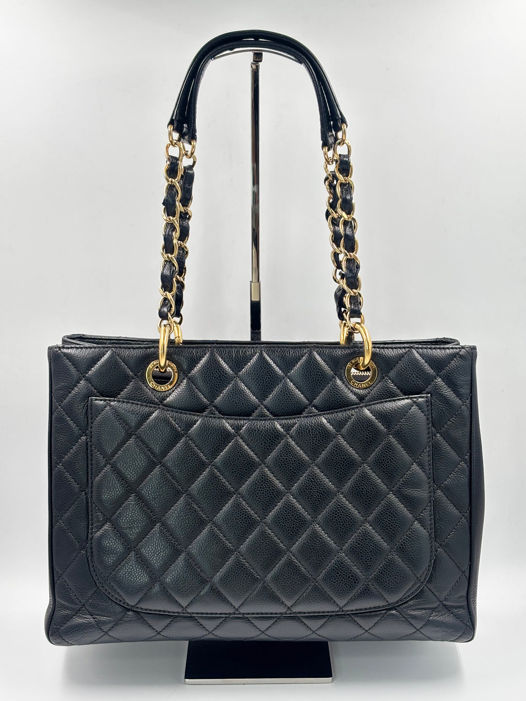 Chanel Black Quilted Caviar Leather GST Bag