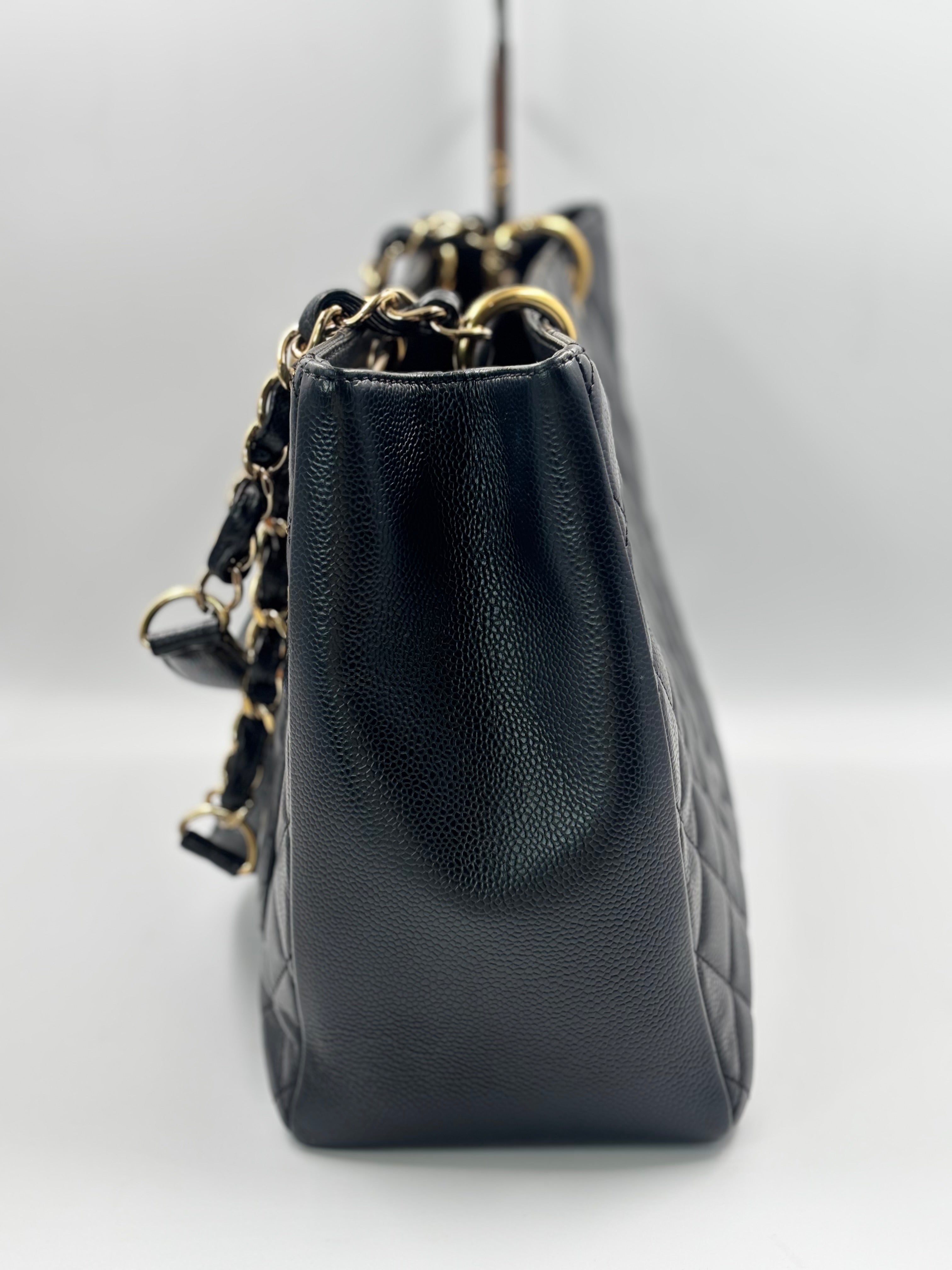 Chanel Black Quilted Caviar Leather GST Bag