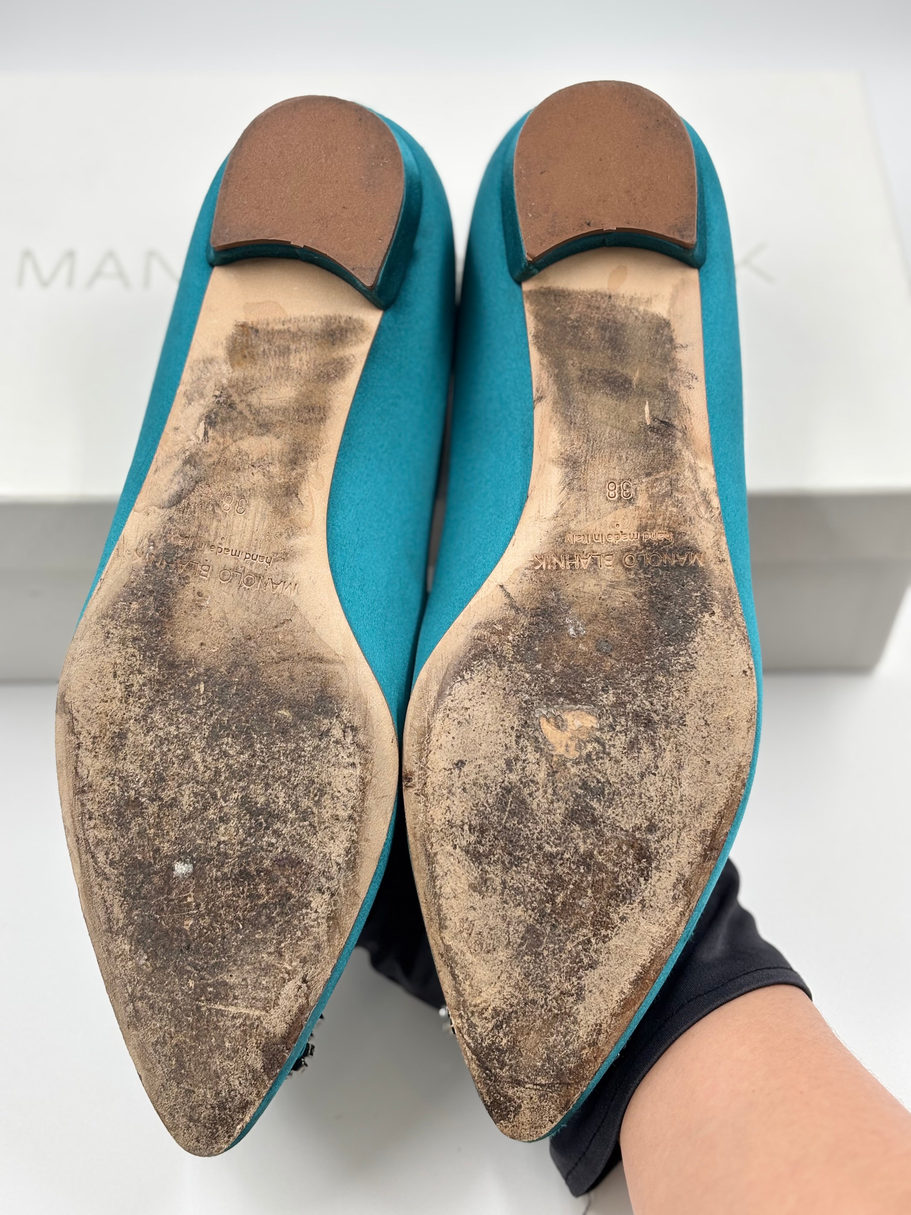 Manolo Blahnik Turquoise Hangisi Ballerina Flat