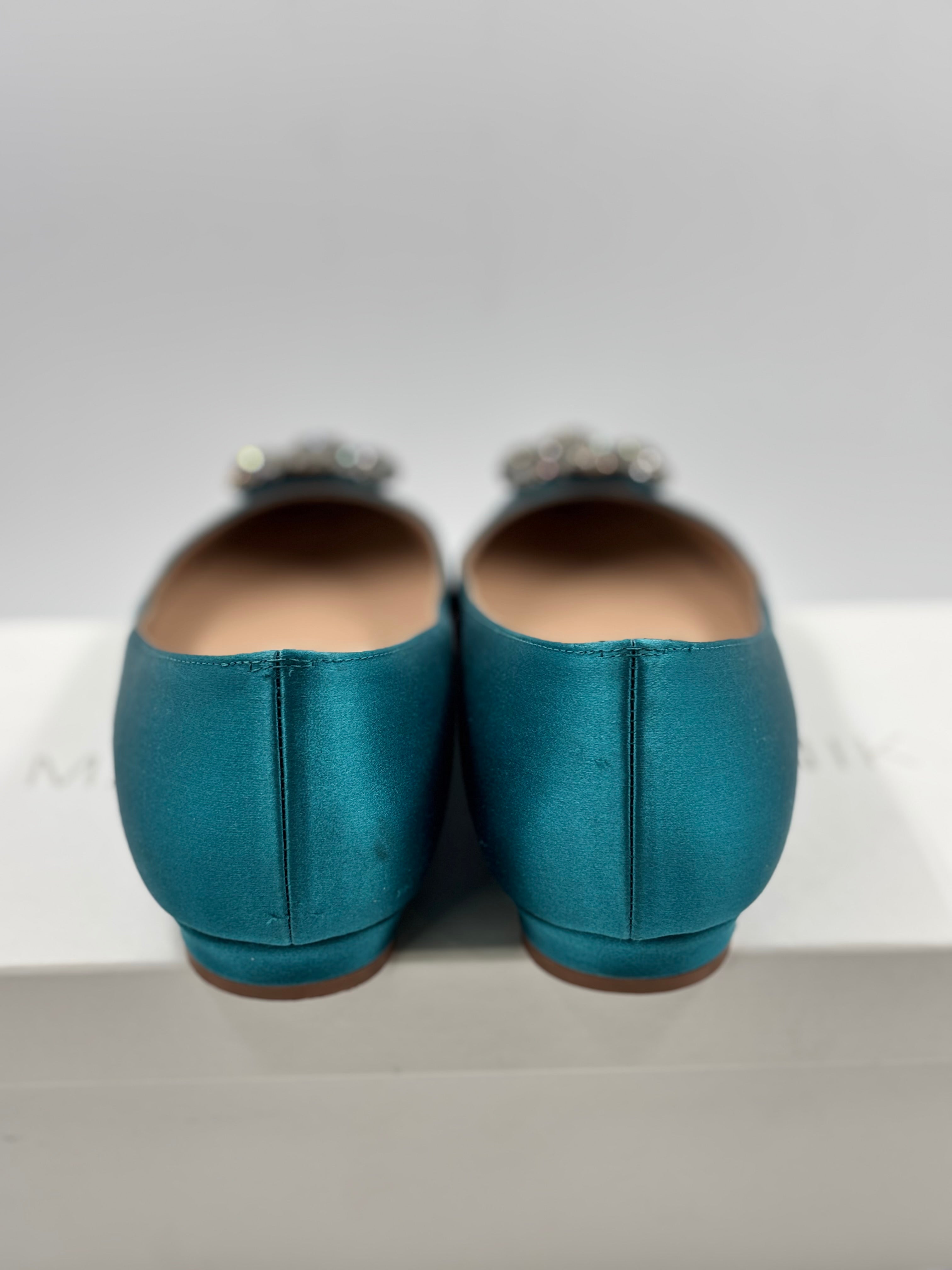 Manolo Blahnik Turquoise Hangisi Ballerina Flat