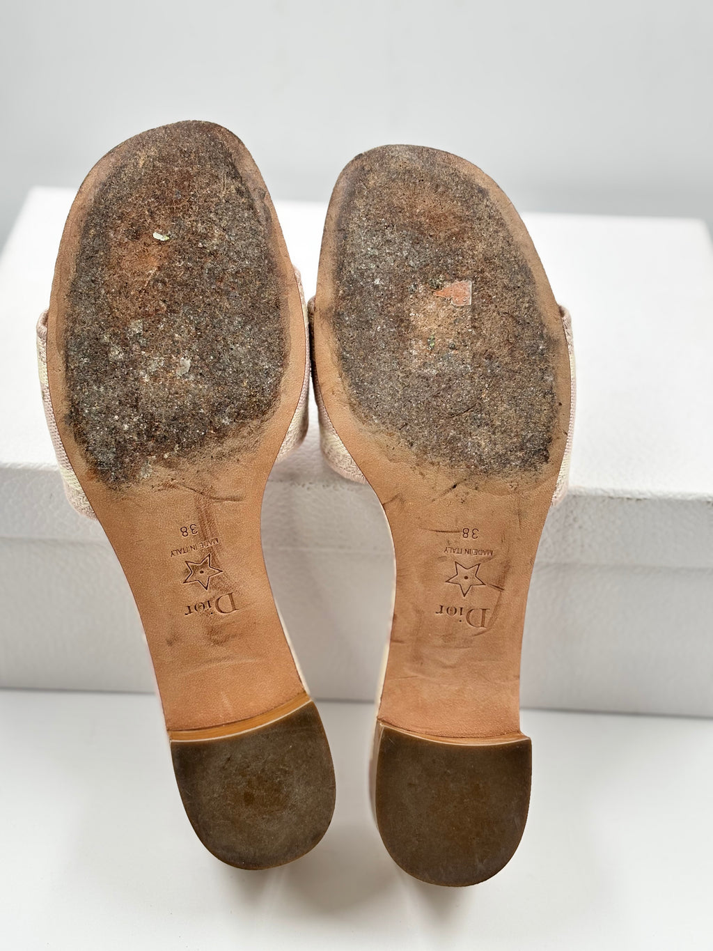 Christian Dior Pink Embroidered Cotton DWay Slide Sandals