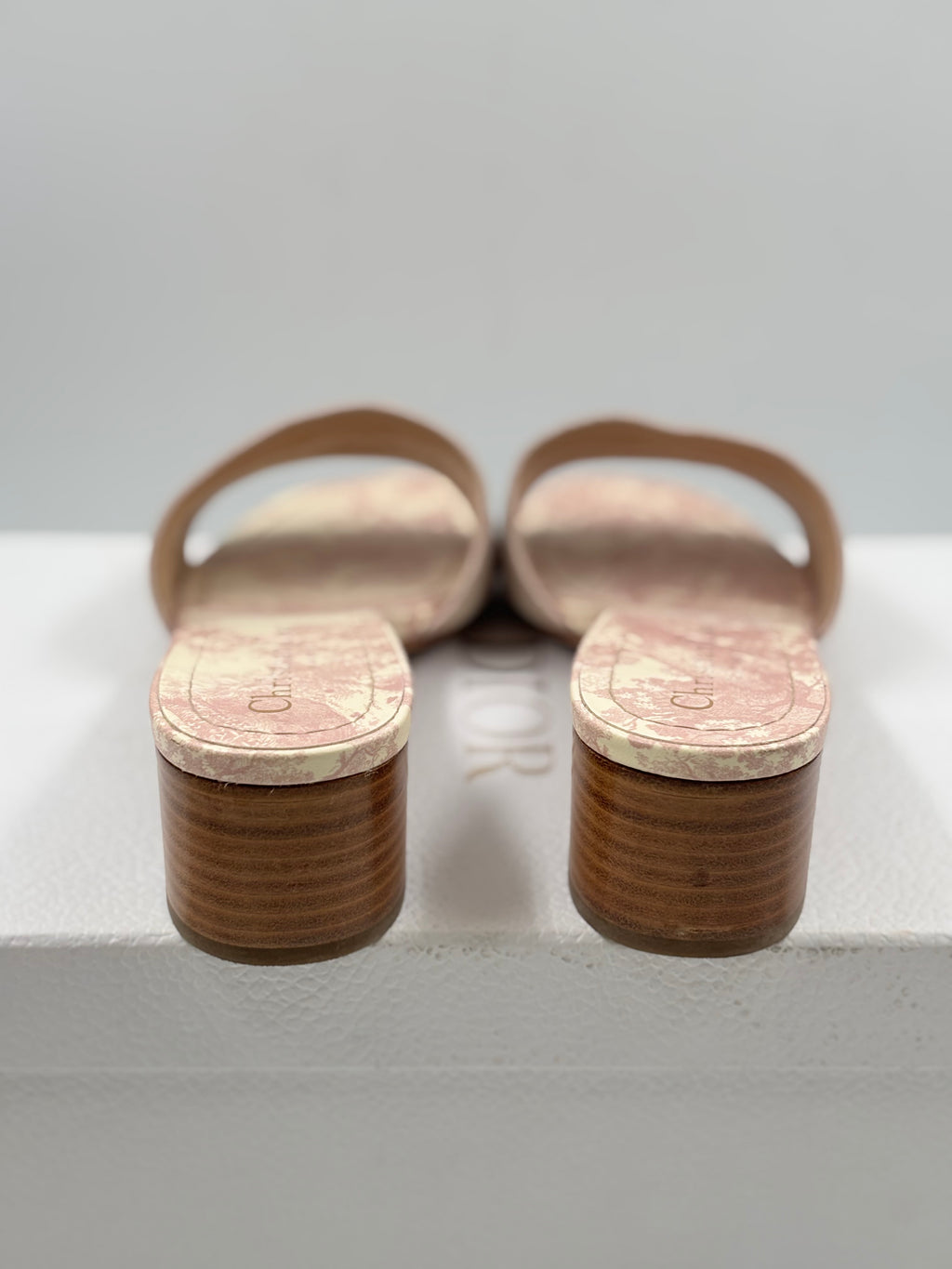 Christian Dior Pink Embroidered Cotton DWay Slide Sandals