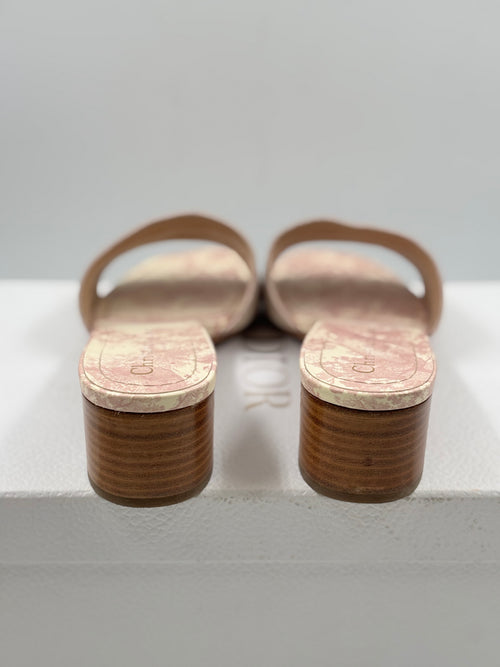 Christian Dior Pink Embroidered Cotton DWay Slide Sandals