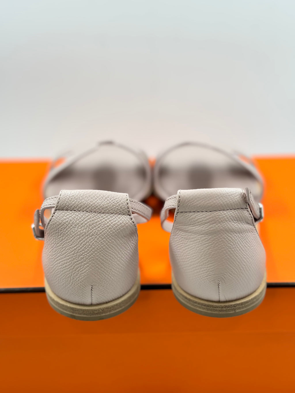 Hermes Santorini Sandals in Rose Porcelaine Epsom Leather