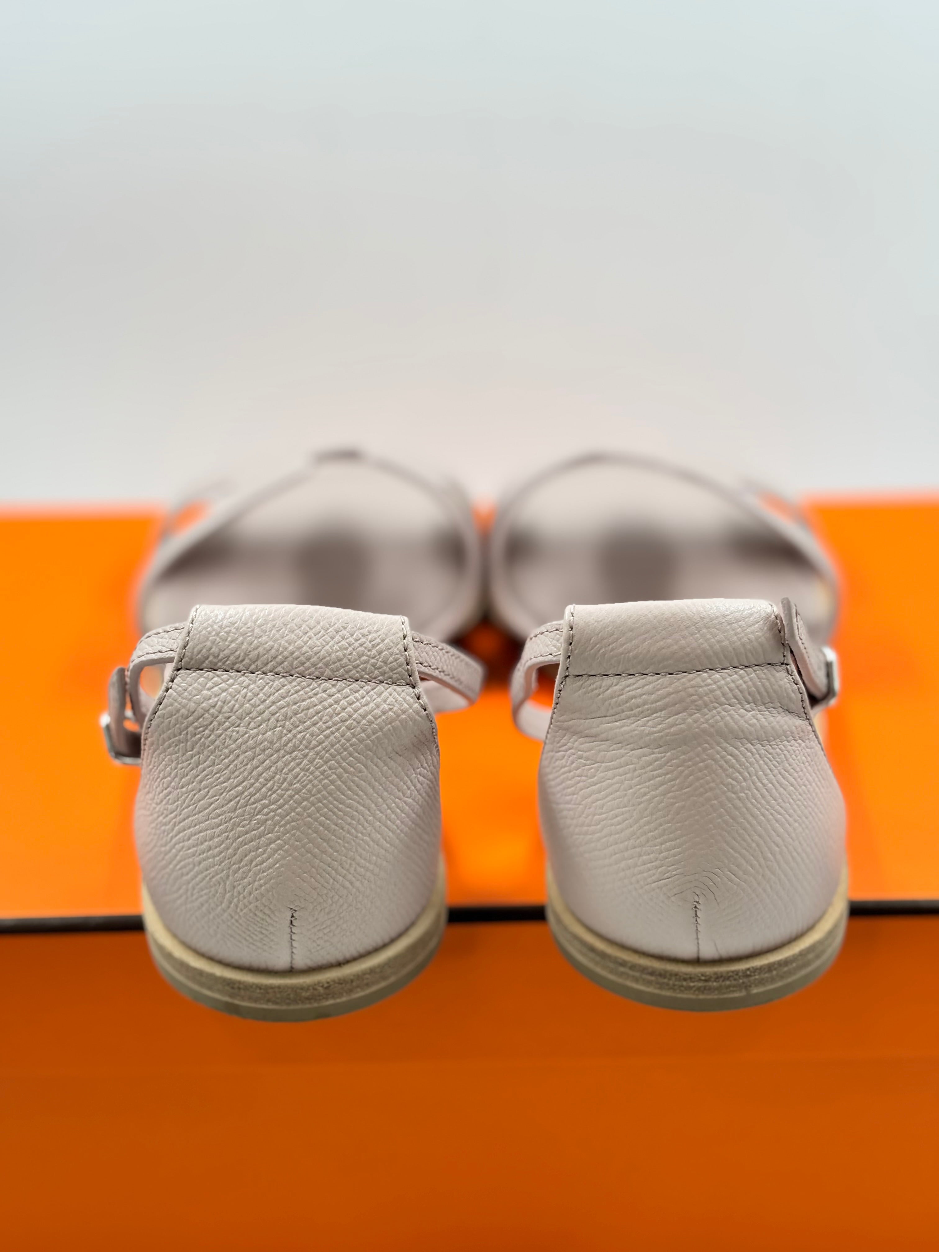 Hermes Santorini Sandals in Rose Porcelaine Epsom Leather