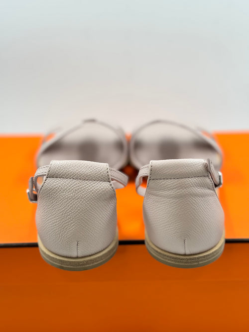 Hermes Santorini Sandals in Rose Porcelaine Epsom Leather