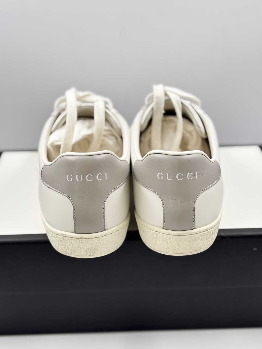 Gucci Interlocking G Logo Leather Sneakers White and Grey