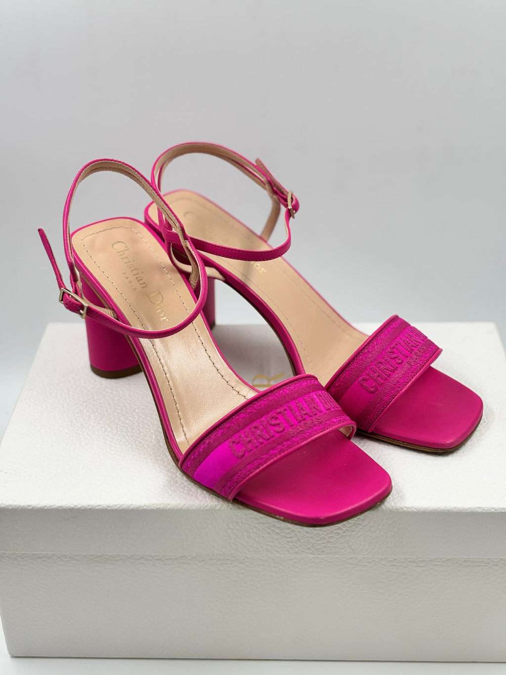 Christian Dior Fuchsia Pink Dway  Heeled Sandals
