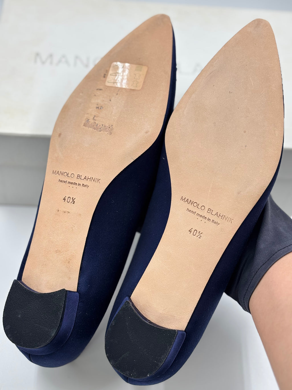 Manolo Blahnik Navy Blue Hangisi Ballerina Flats