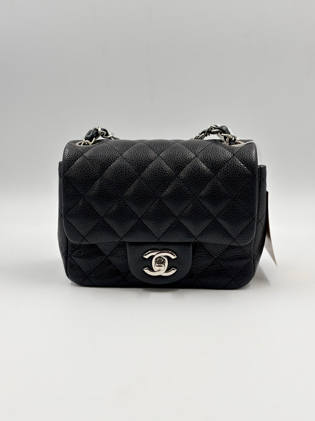 Chanel Black Quilted Caviar Leather Square Mini flap