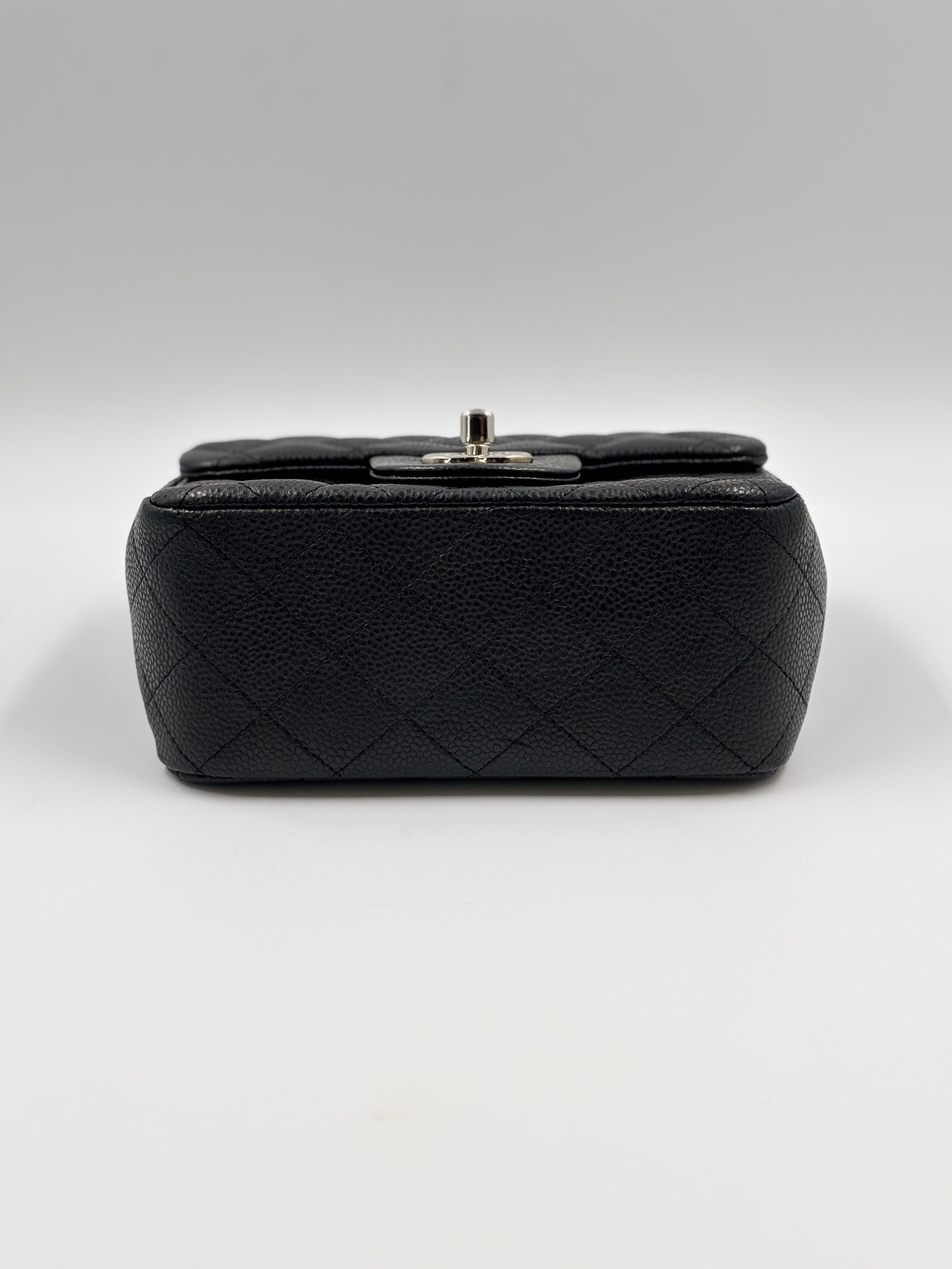 Chanel Black Quilted Caviar Leather Square Mini flap