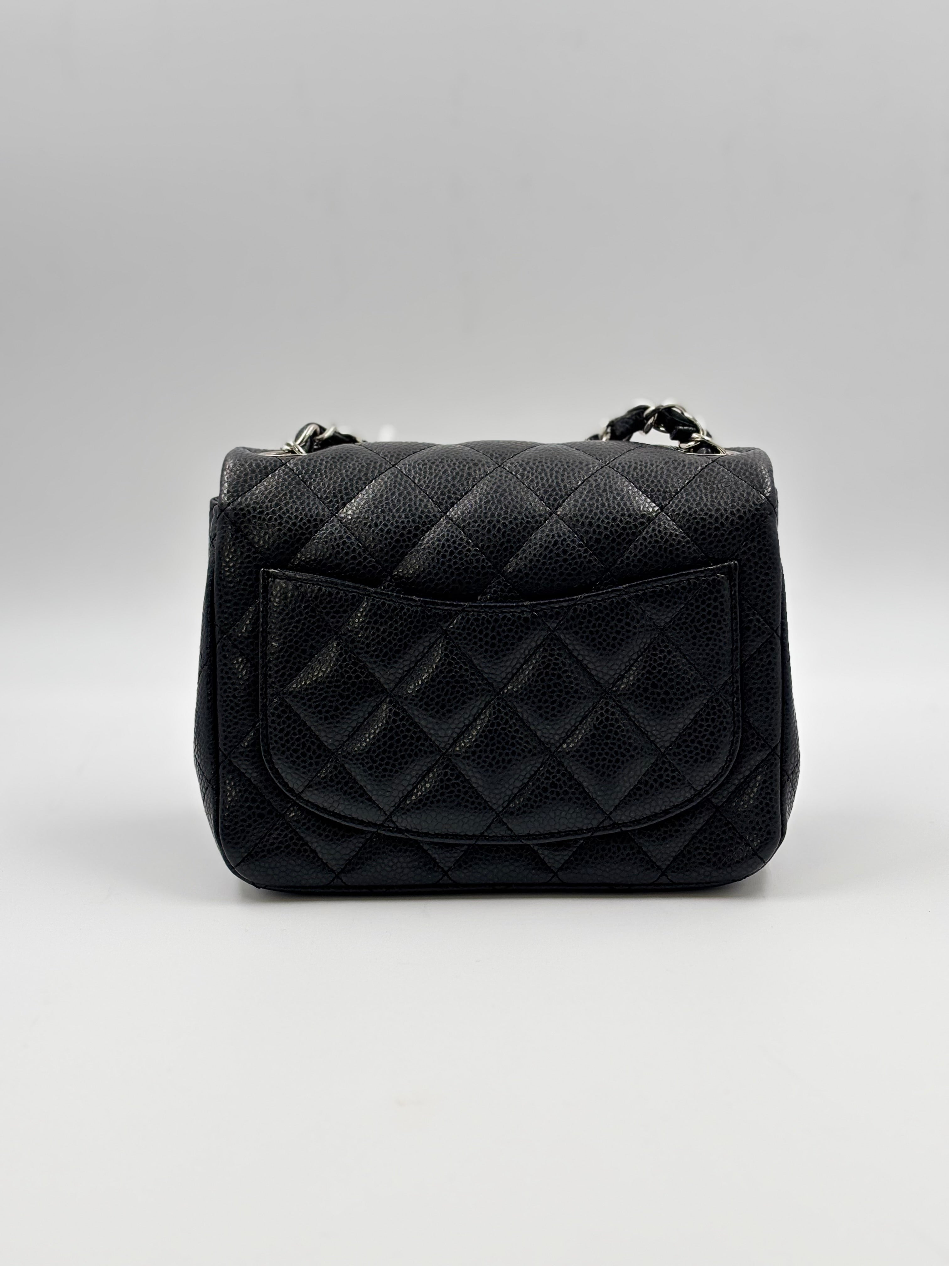 Chanel Black Quilted Caviar Leather Square Mini flap