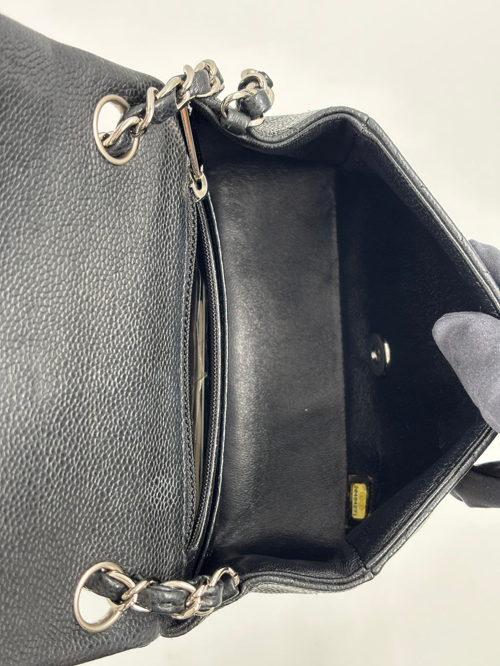 Chanel Black Quilted Caviar Leather Square Mini flap