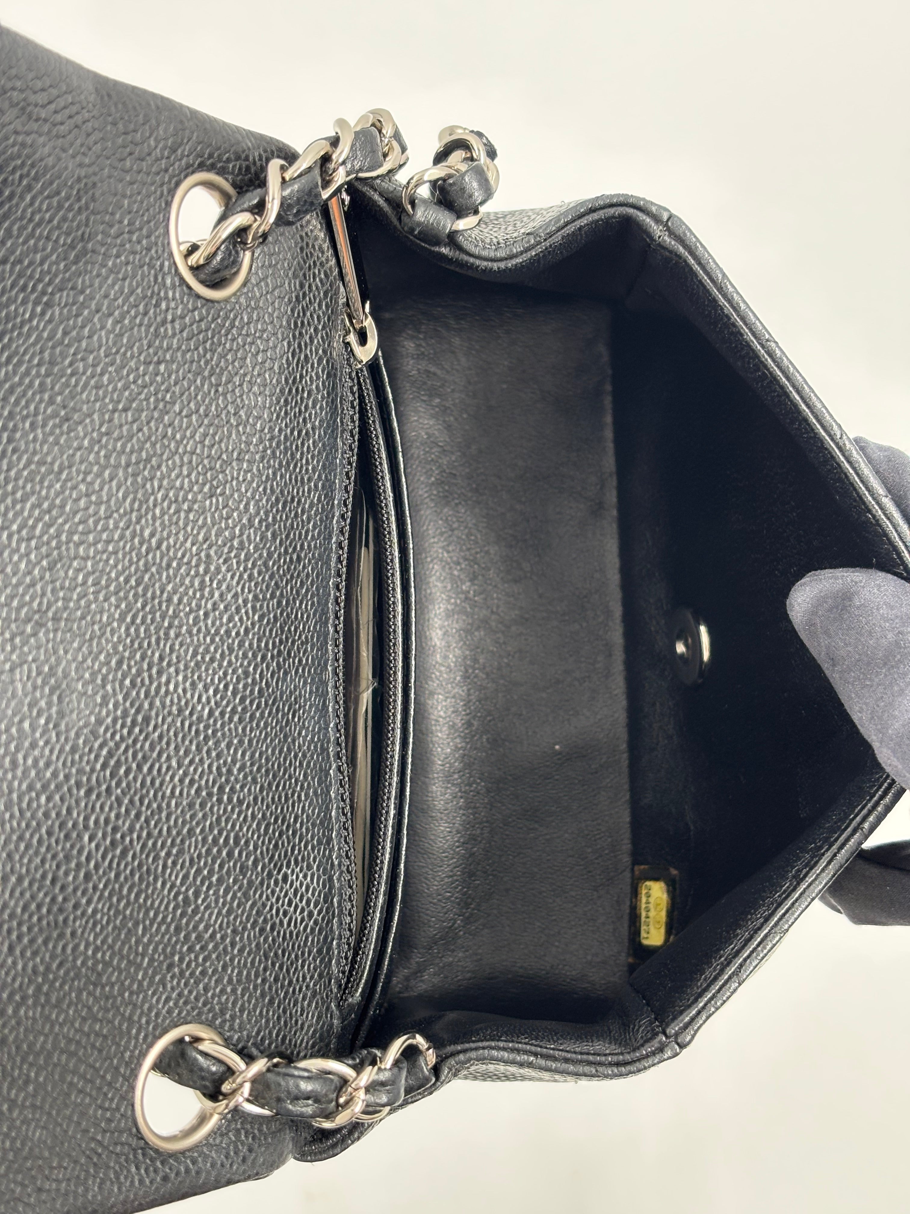Chanel Black Quilted Caviar Leather Square Mini flap