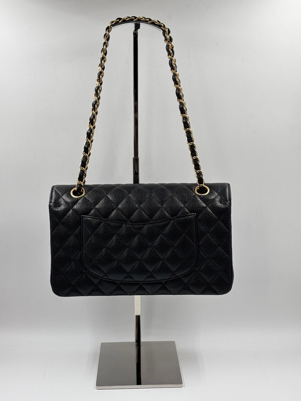 Chanel Black Quilted Caviar Leather Medium Double Flap