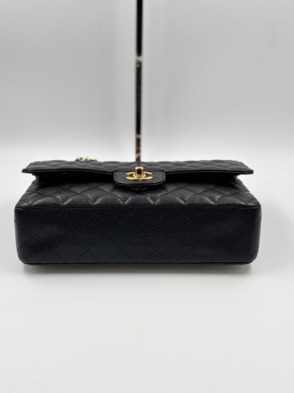 Chanel Black Quilted Caviar Leather Medium Double Flap