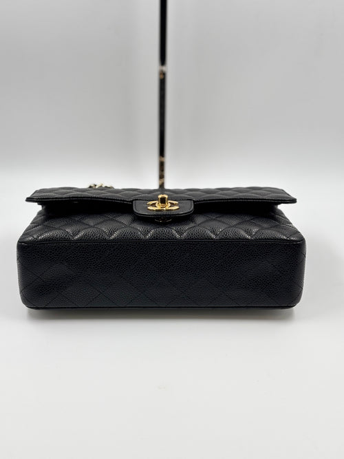 Chanel Black Quilted Caviar Leather Medium Double Flap