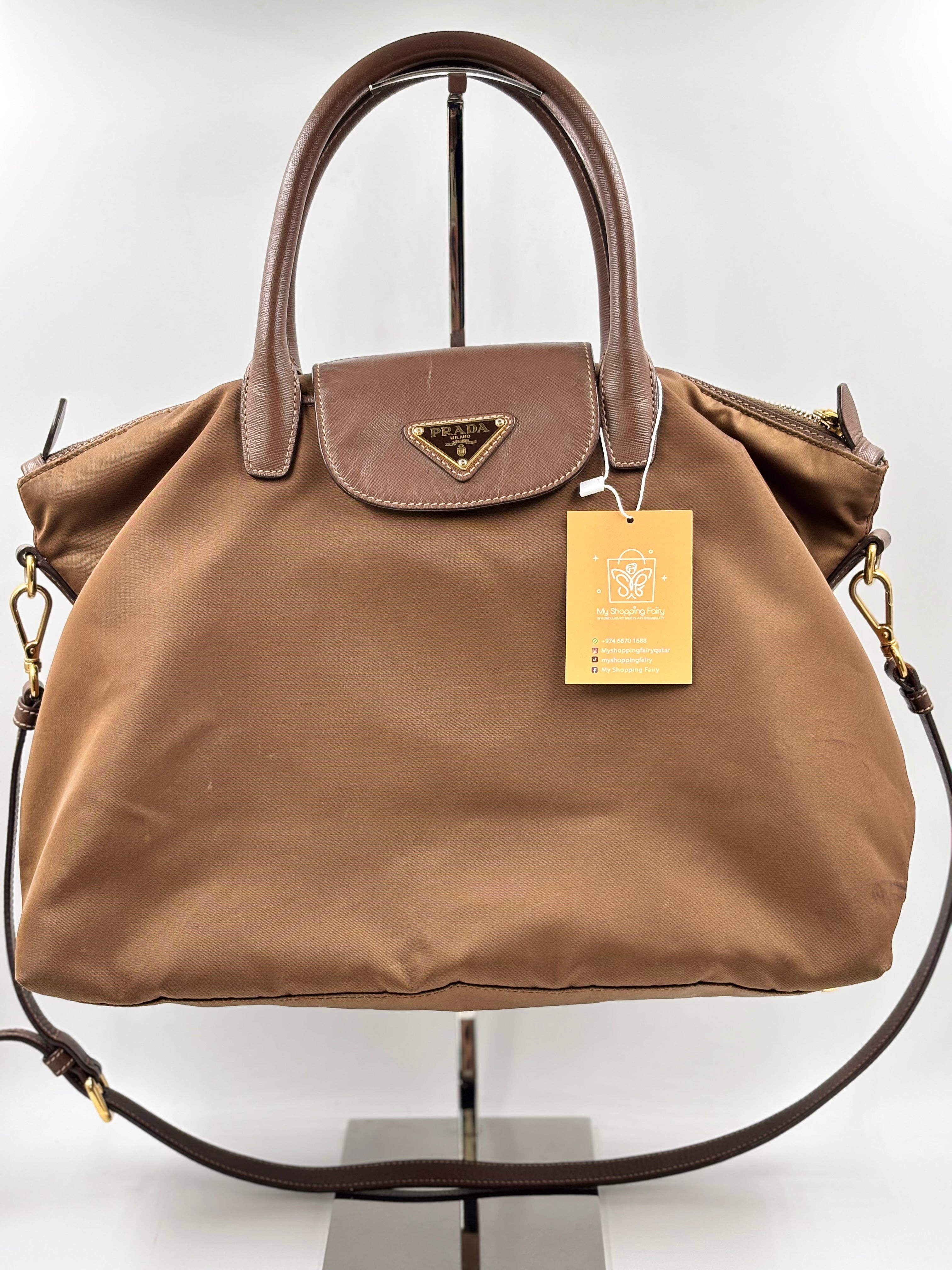 Prada Brown Tessuto Nylon Tote Bag